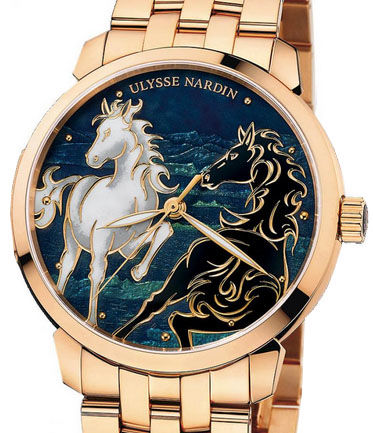 Review Ulysse Nardin 8156-111-8 / CHEVAL Classico Enamel Horse Gold Bracelet replica watches china - Click Image to Close